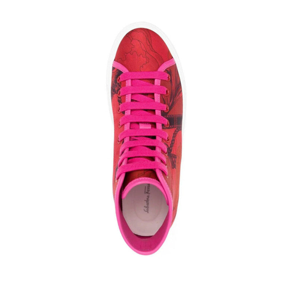 Salvatore Ferragamo Woman's Red High-Top Sneakers