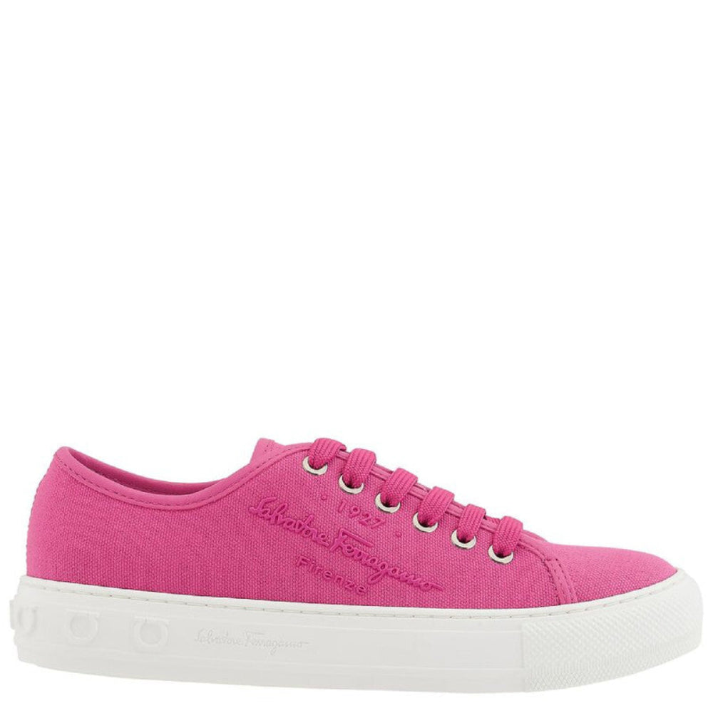 Salvatore Ferragamo Woman's Hot Pink Mediterr Canvas Sneakers