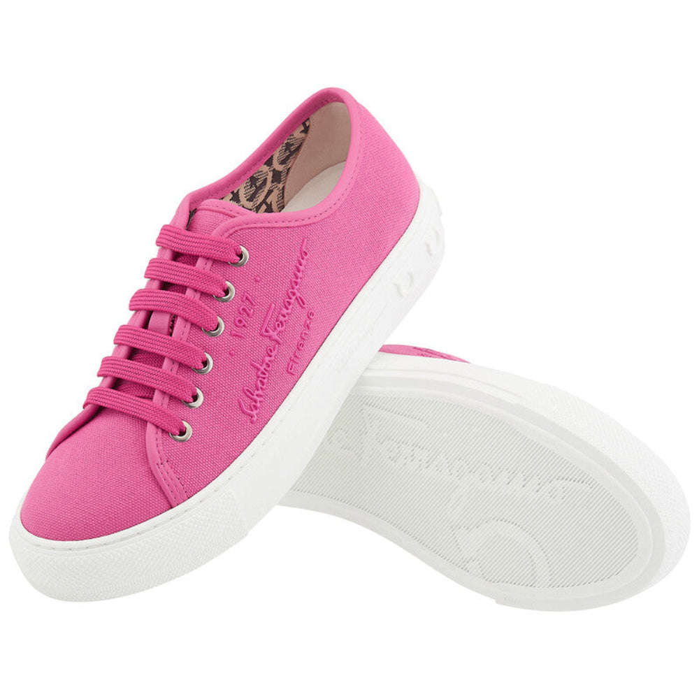 Salvatore Ferragamo Woman's Hot Pink Mediterr Canvas Sneakers