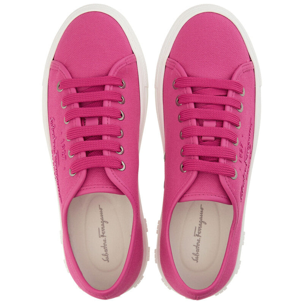 Salvatore Ferragamo Woman's Hot Pink Mediterr Canvas Sneakers