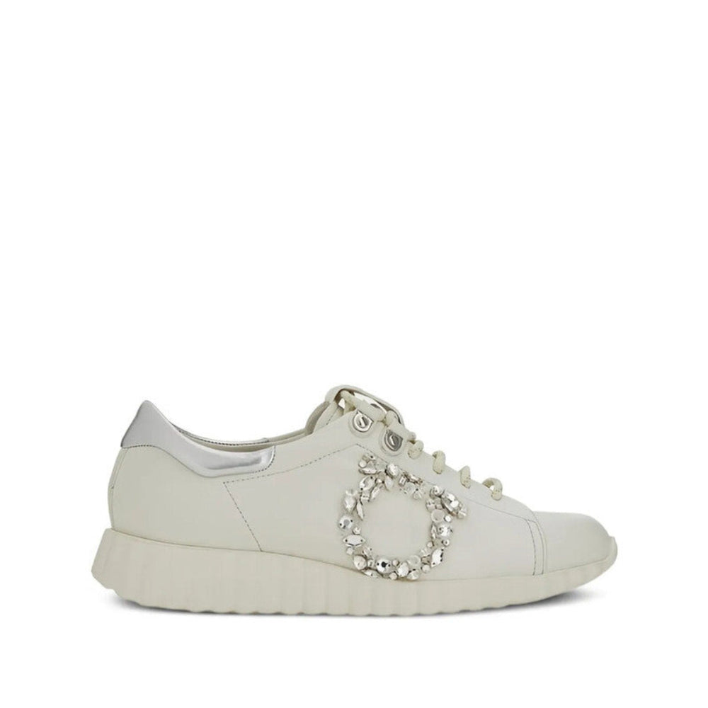 Salvatore Ferragamo Woman's White Multi-Panel Low Sneakers