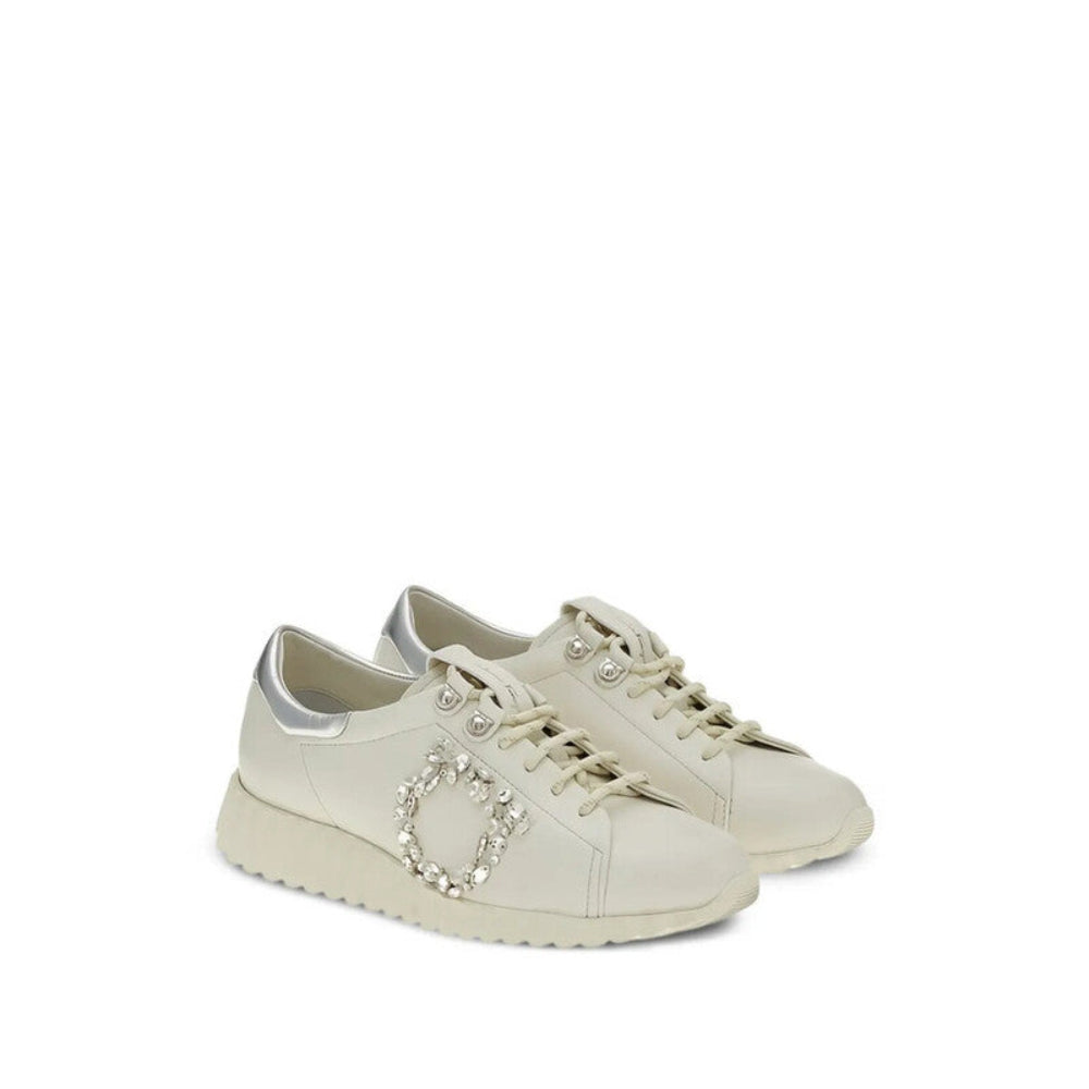 Salvatore Ferragamo Woman's White Multi-Panel Low Sneakers