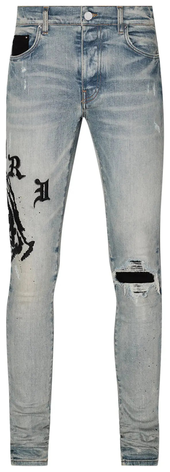 Amiri Wes Lang Reaper Logo Jeans - Clay Indigo