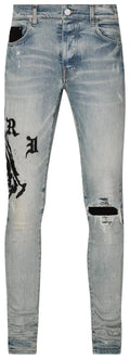 Amiri Wes Lang Reaper Logo Jeans - Clay Indigo