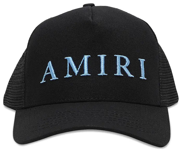 Amiri Logo Trucker Hat - Black/Carolina Blue