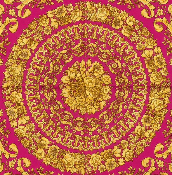 Versace Dark Red/Gold Barocco Pattern Silk Scarf