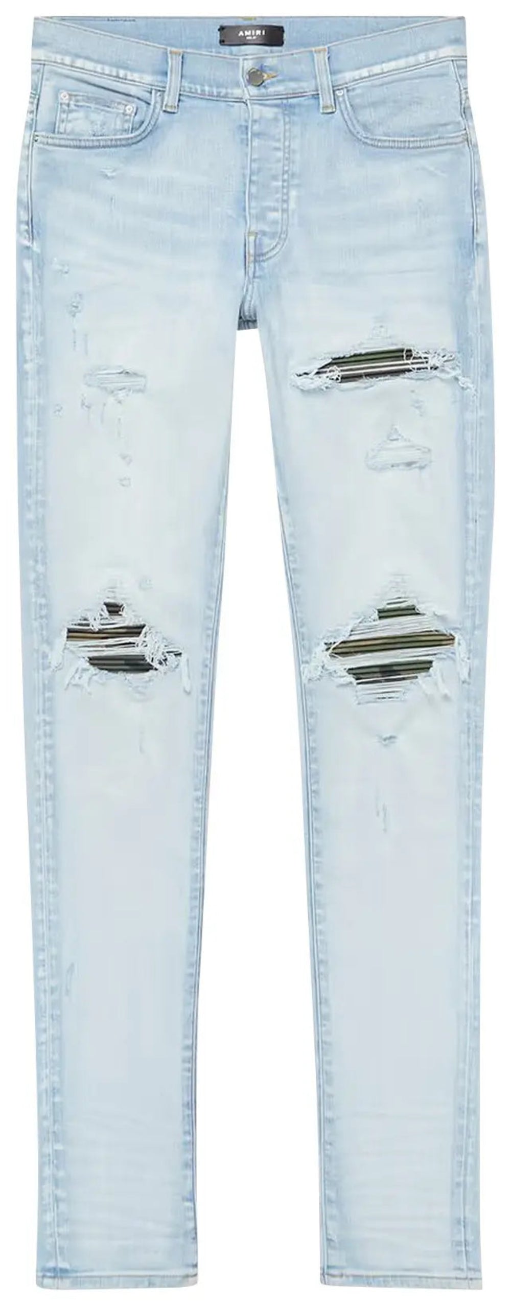 Amiri MX1 Camo Patch Jeans - Light Indigo