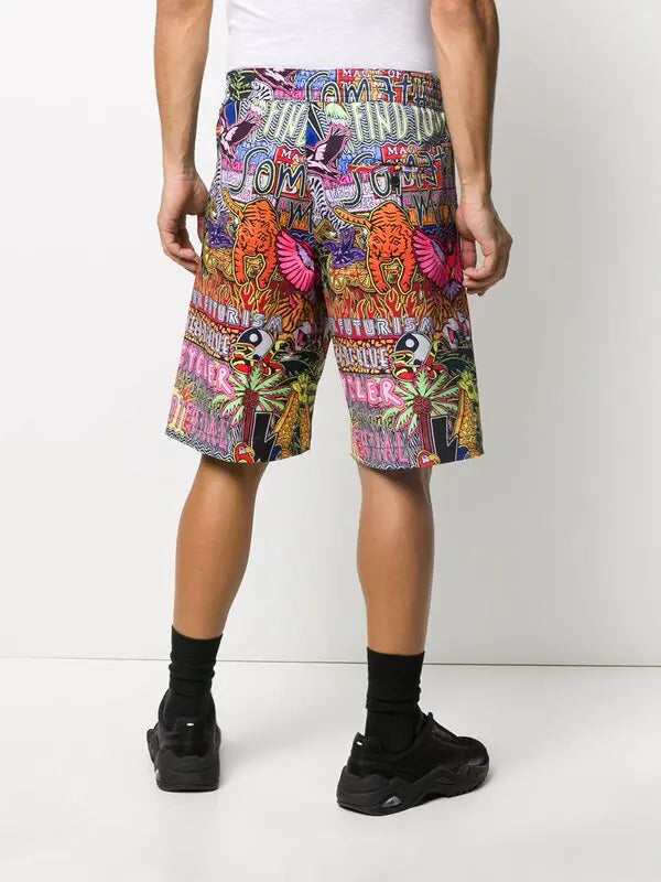 Neil Barrett Men's Multicolored Collage Shorts