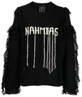 Nahmias Crewneck Poncho Fringe Sweater  'Black'