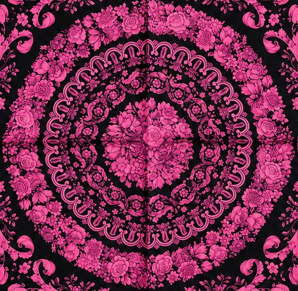 Versace Black/Hot Pink Barocco Pattern Silk Scarf