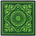 Versace Black/Neon Green Barocco Pattern Silk Scarf