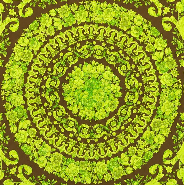 Versace Brown/Yellow Barocco Pattern Silk Scarf