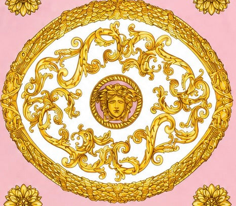 Versace Pink/White/Gold Barocco Pattern Silk Scarf