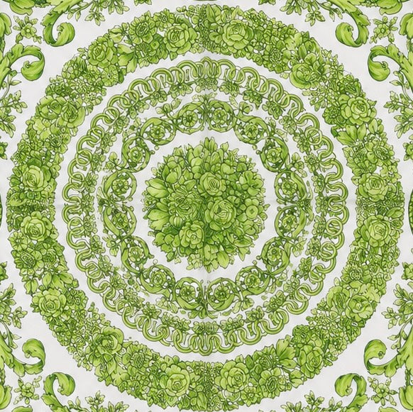 Versace White/Light Green Barocco Pattern Silk Scarf