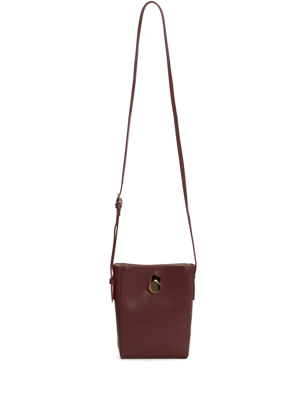 Fabiana Filippi Leather Mini Bag with Eclipse Buckle - Burgundy