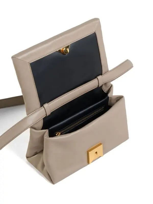 Marni Prisma Large Leather Shoulder Bag - Cork Beige