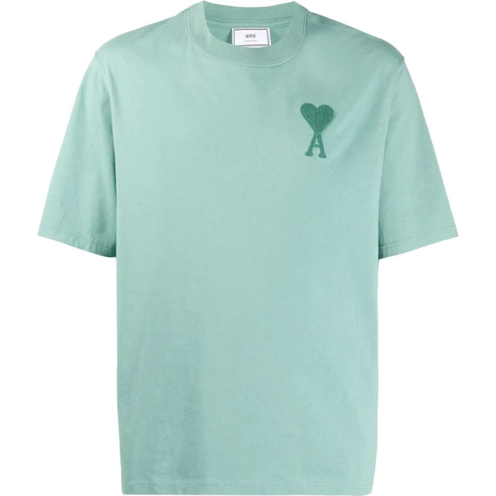 AMI Paris Women's Classic Logo T-Shirt in Light Blue Size M