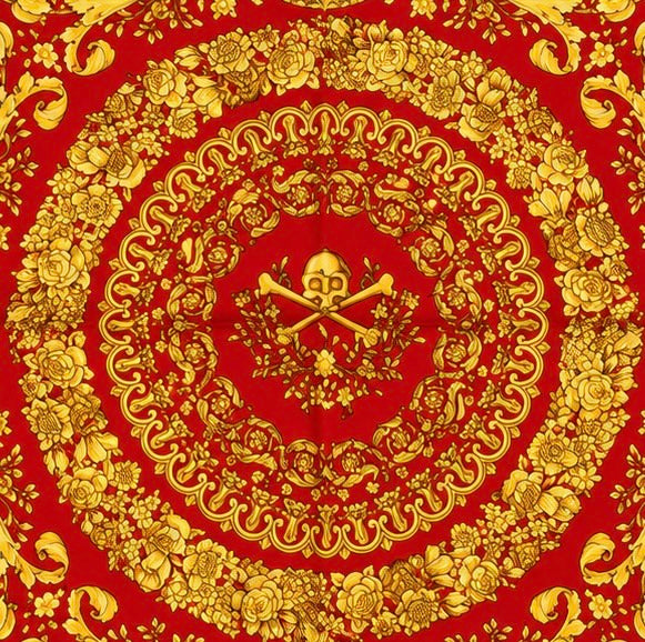 Versace Red/Gold Barocco Pattern Silk Scarf