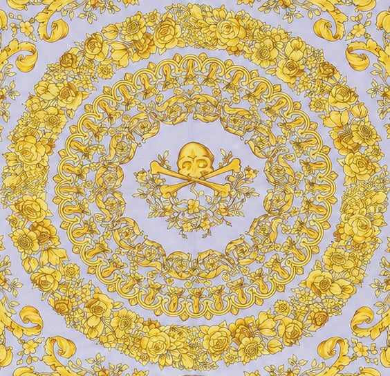 Versace Lavender/Gold Barocco Pattern Silk Scarf