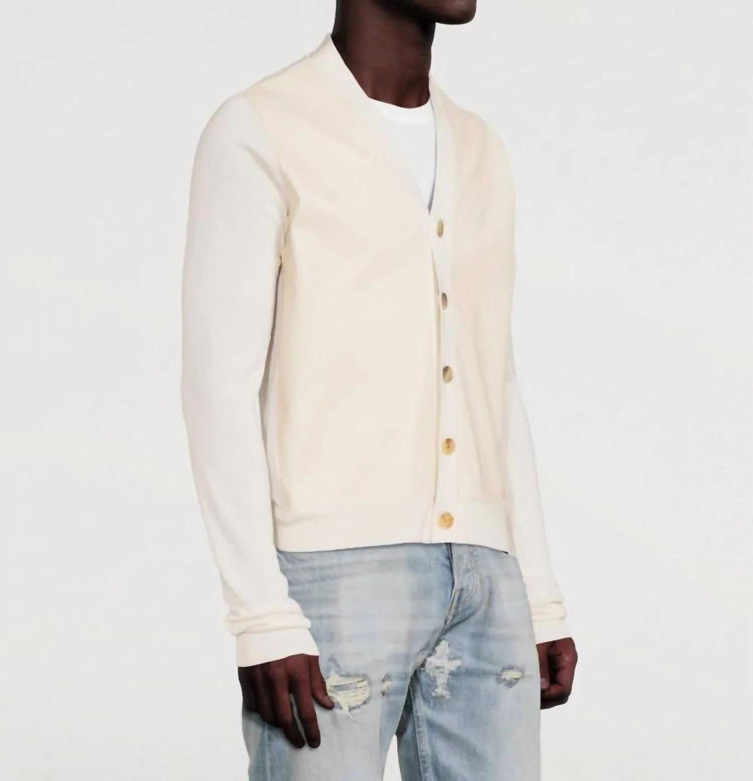 Amiri Leather Front Cardigan - Alabaster