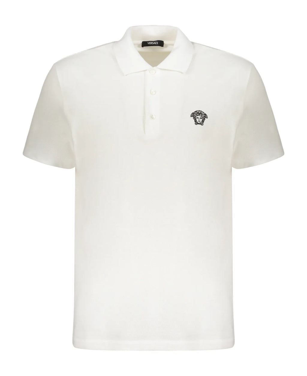 Versace Embroidered Cotton Polo Shirt - White