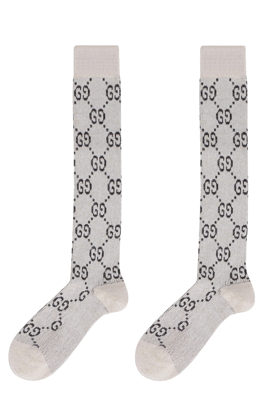 Gucci Women's Iconic GG Logo Intarsia Socks in Ivory/Black – Size L