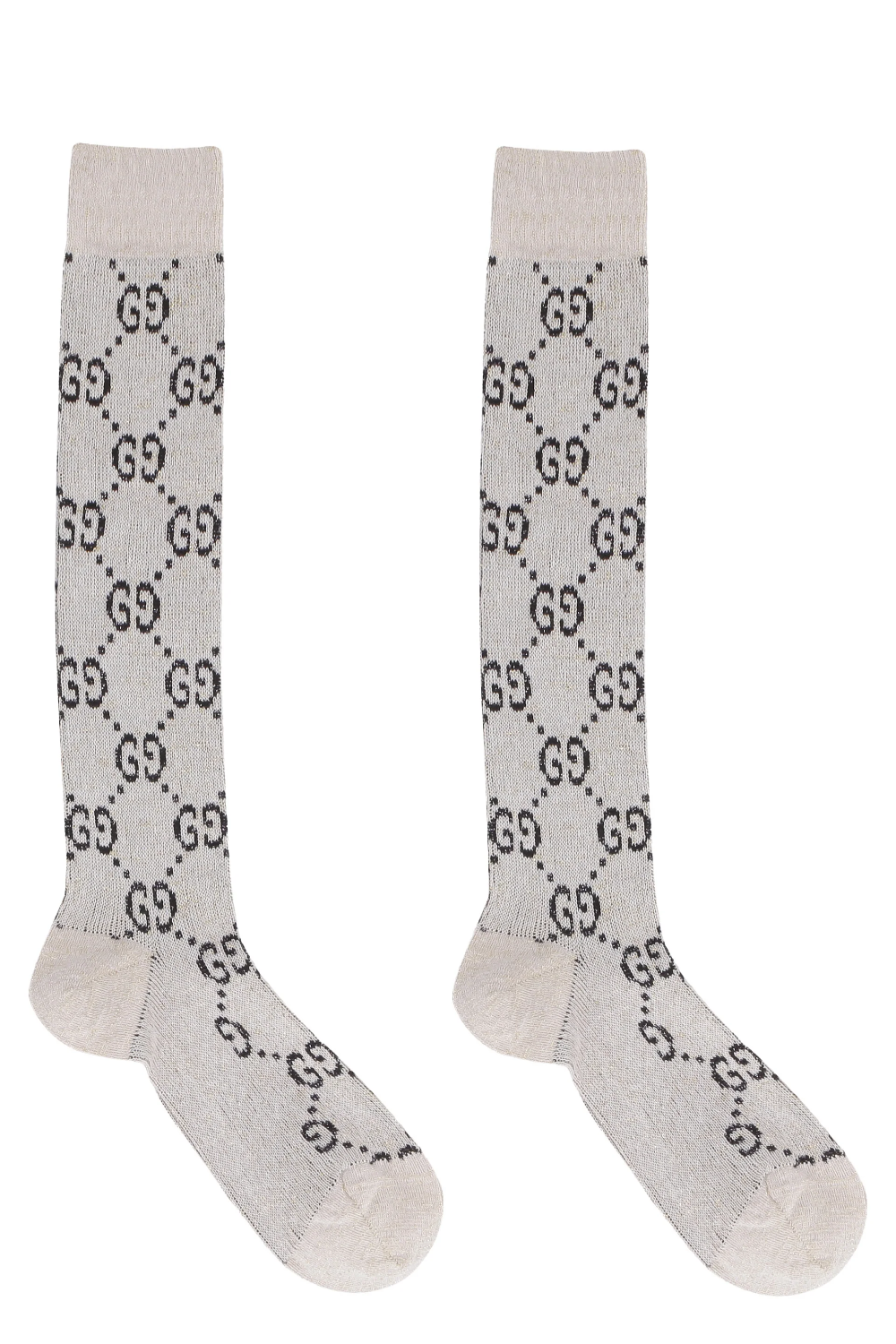 Gucci Women's Iconic GG Logo Intarsia Socks in Ivory/Black – Size L