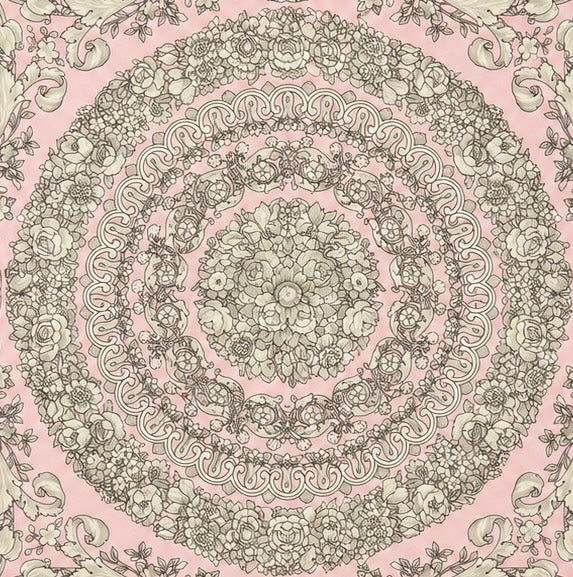 Versace Pink/Grey Barocco Pattern Silk Scarf