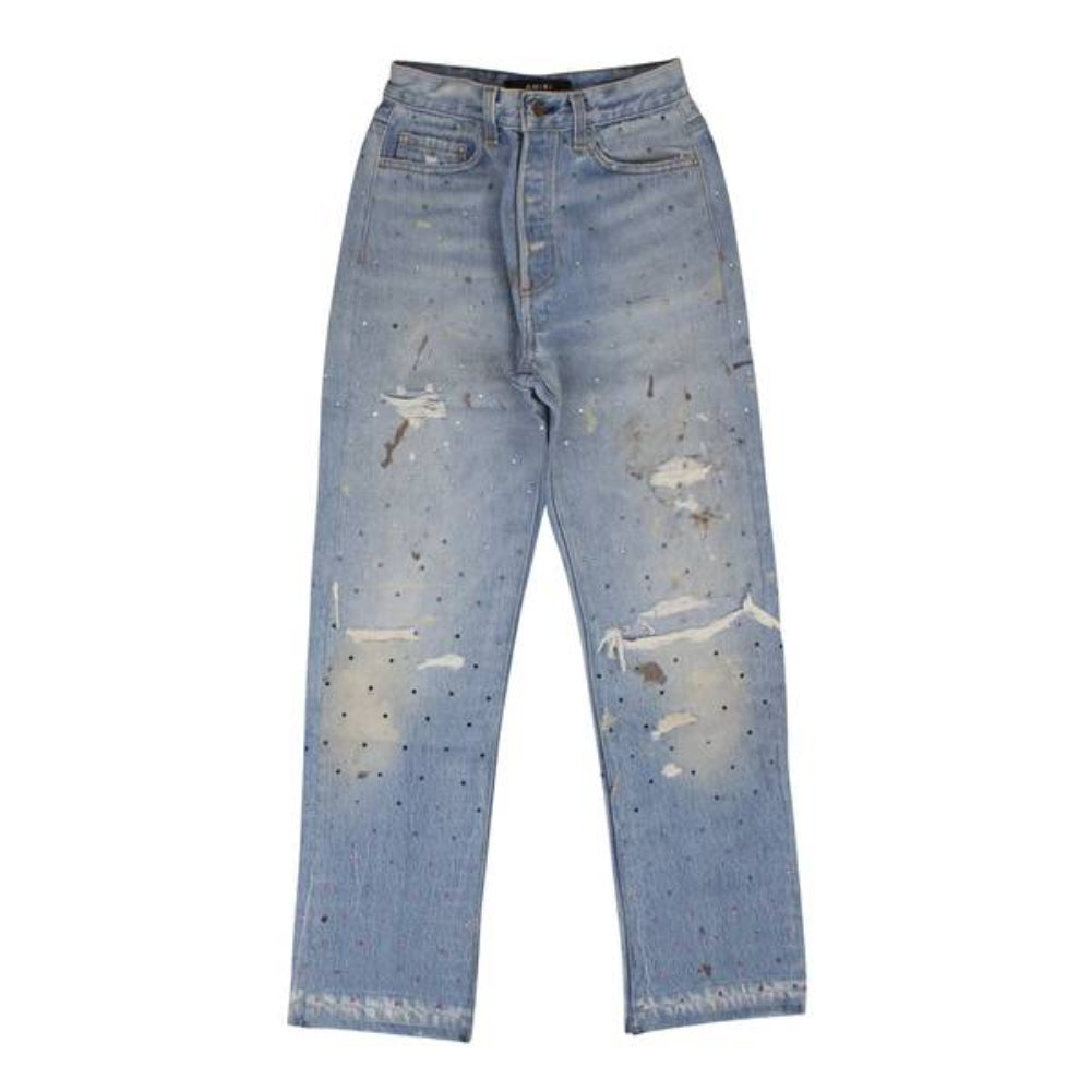 Amiri Gradient Crystal Recon Denim Jeans- Multi Indigo