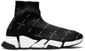 Balenciaga Men's Black / White Speed 2.0 Logo Print Sneakers Size 41