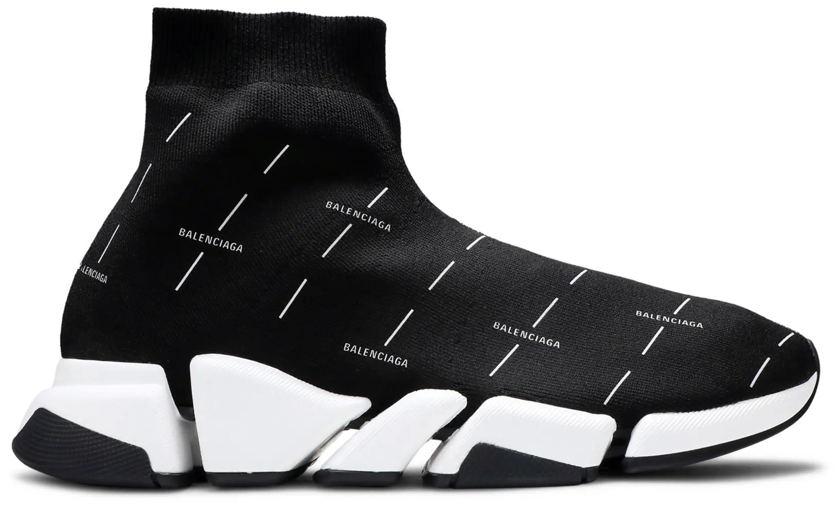Balenciaga Men's Black / White Speed 2.0 Logo Print Sneakers Size 41