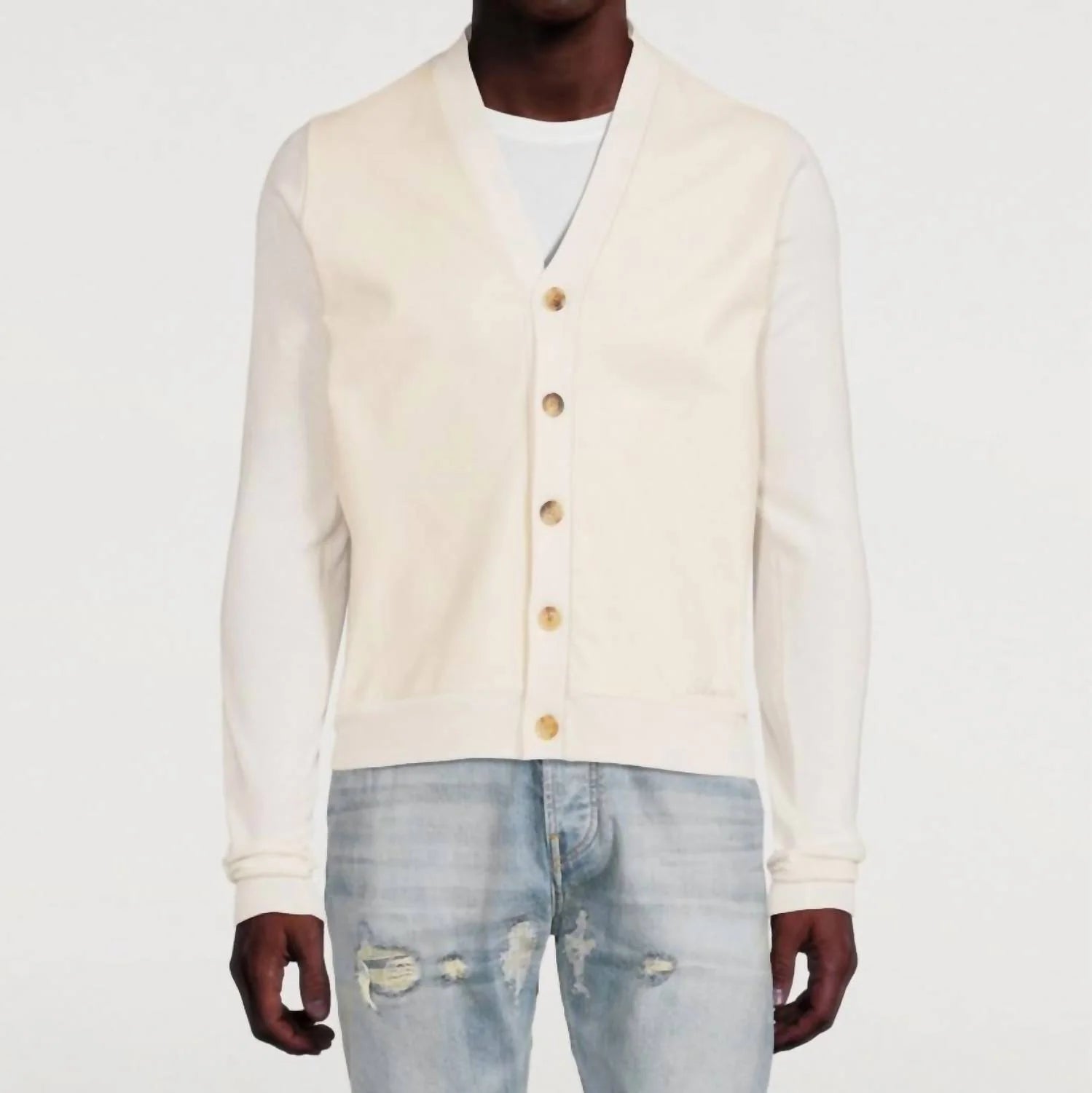 Amiri Leather Front Cardigan - Alabaster