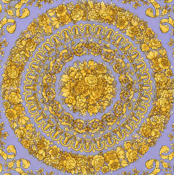 Versace Purple/Gold Barocco Pattern Silk Scarf