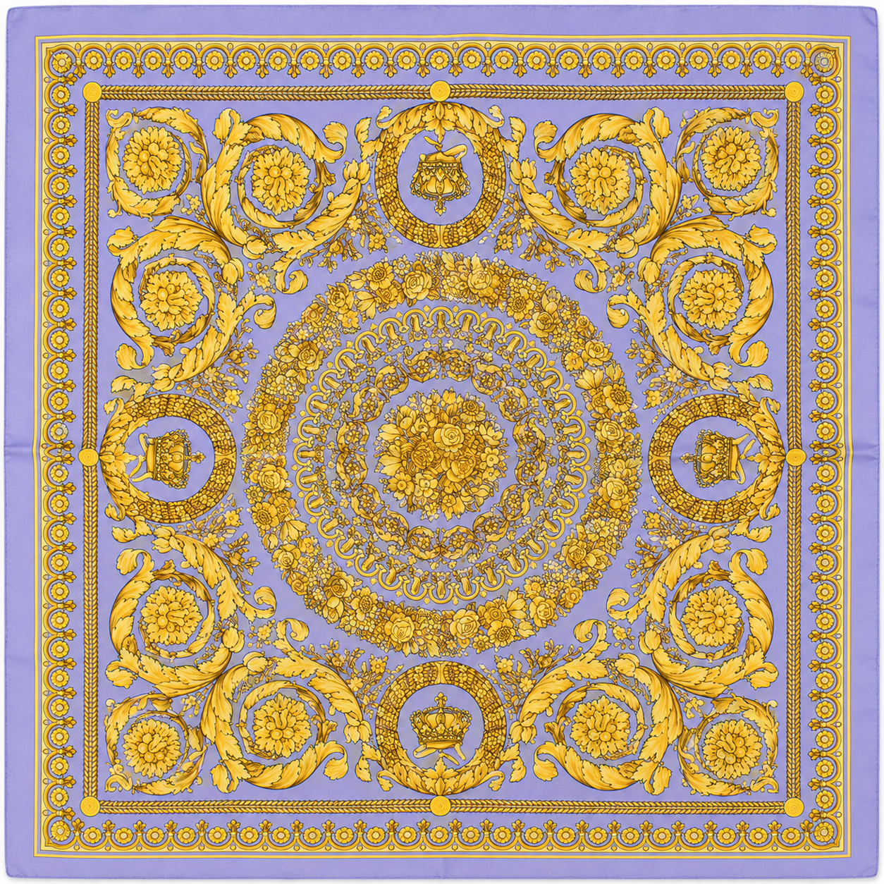 Versace Purple/Gold Barocco Pattern Silk Scarf