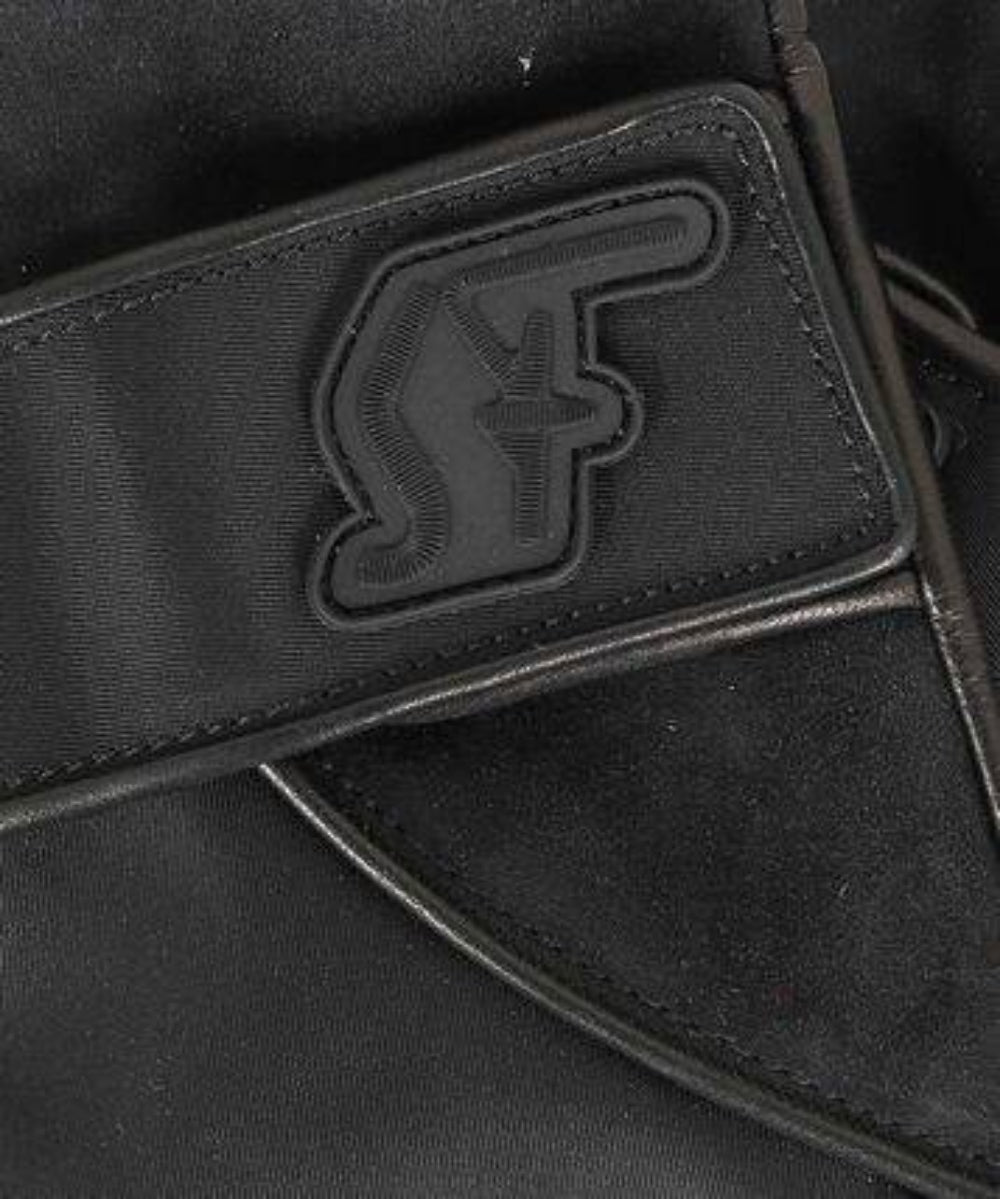 Salvatore Ferragamo Men's Black Leather and Fabric Gloves