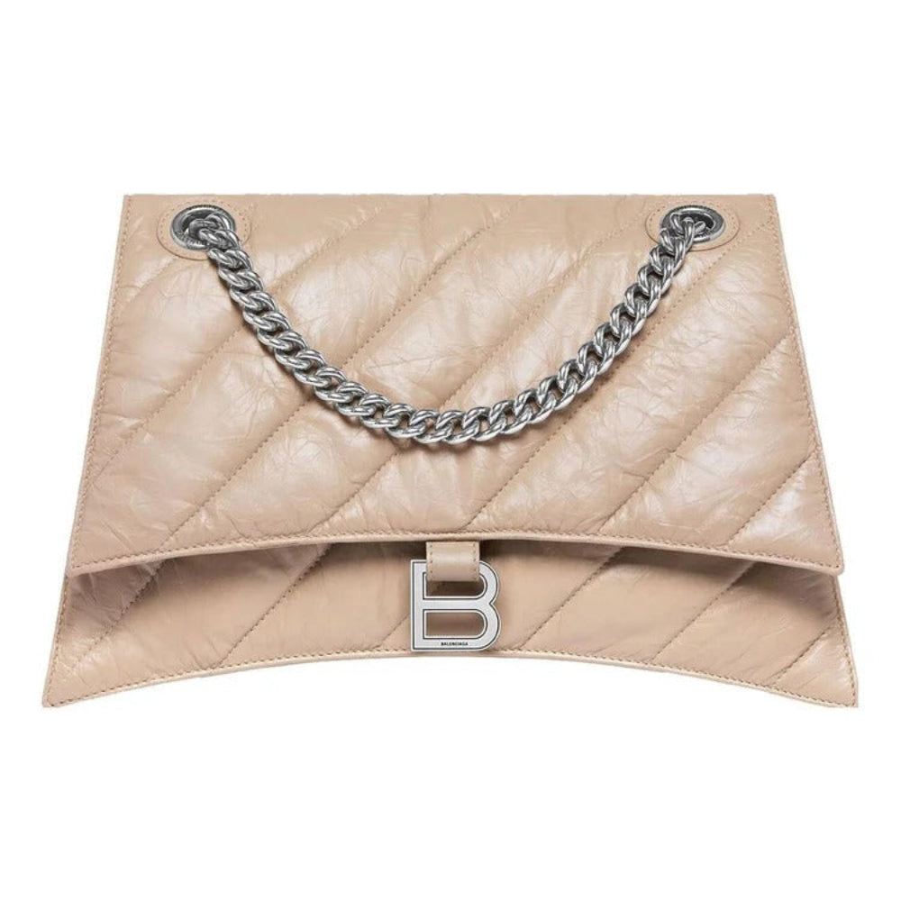 Balenciaga Women's Taupe Quilted Crush Chain Bag M