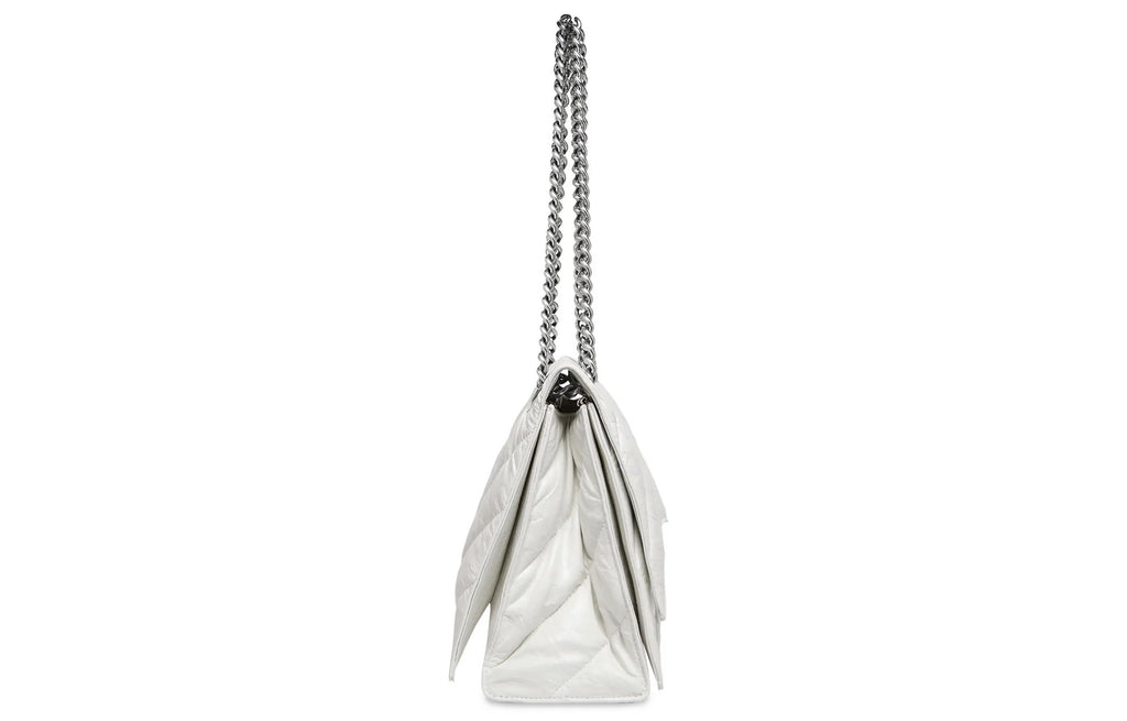 Balenciaga Women's Optic White Quilted Crush Chain Bag M