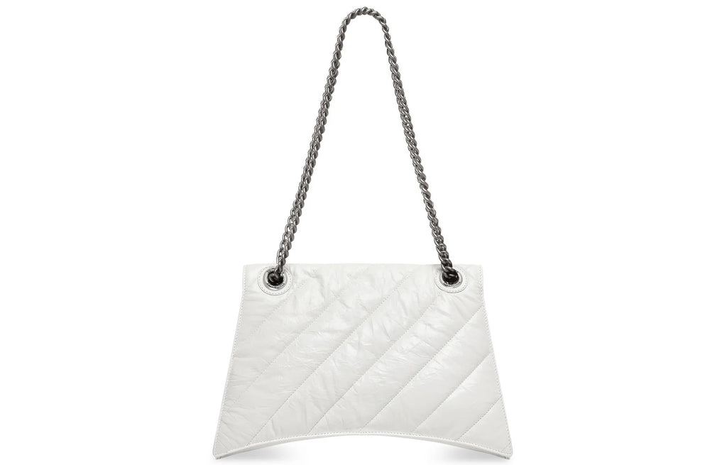 Balenciaga Women's Optic White Quilted Crush Chain Bag M