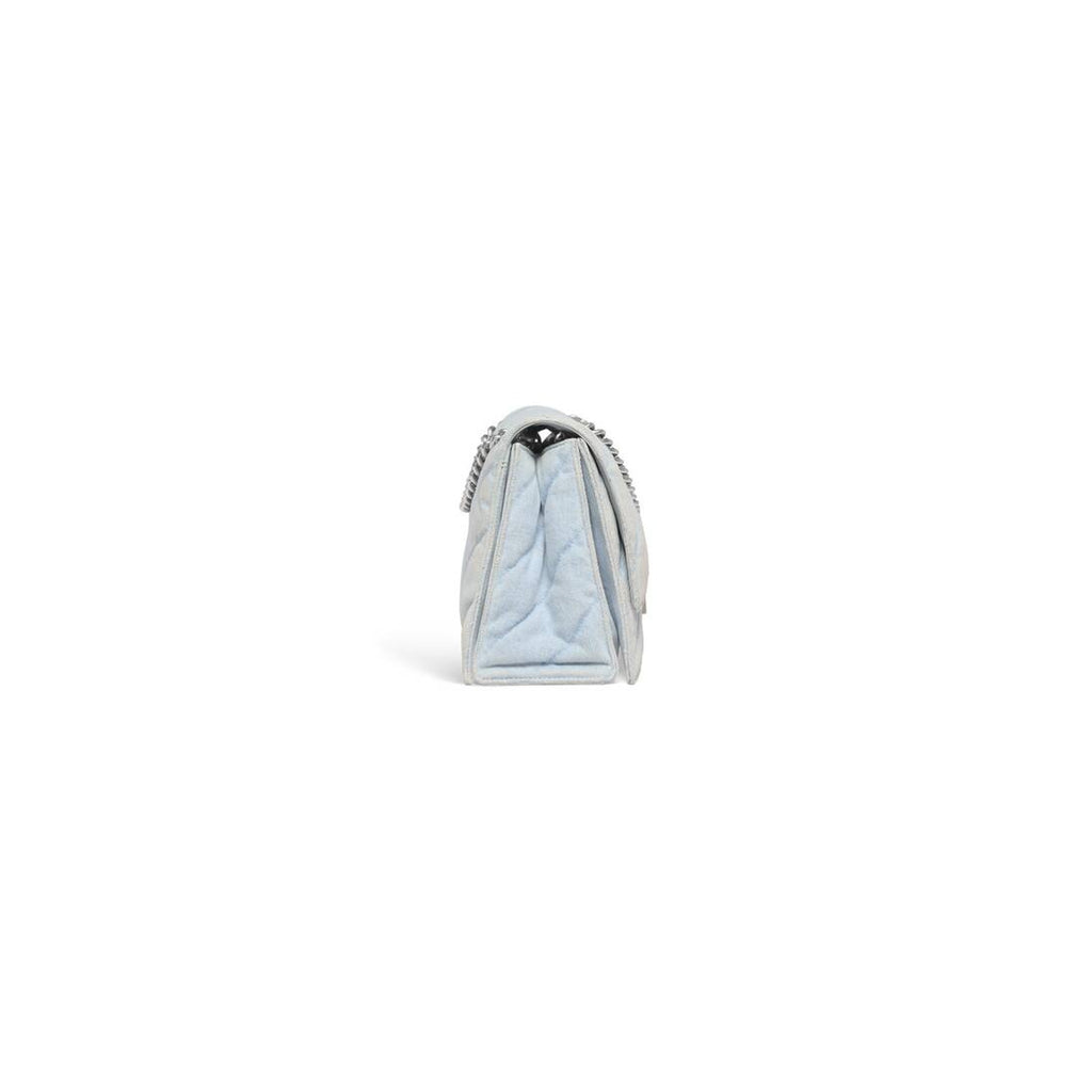 Balenciaga Women's Light Blue Quilted Denim Crush Chain Bag M