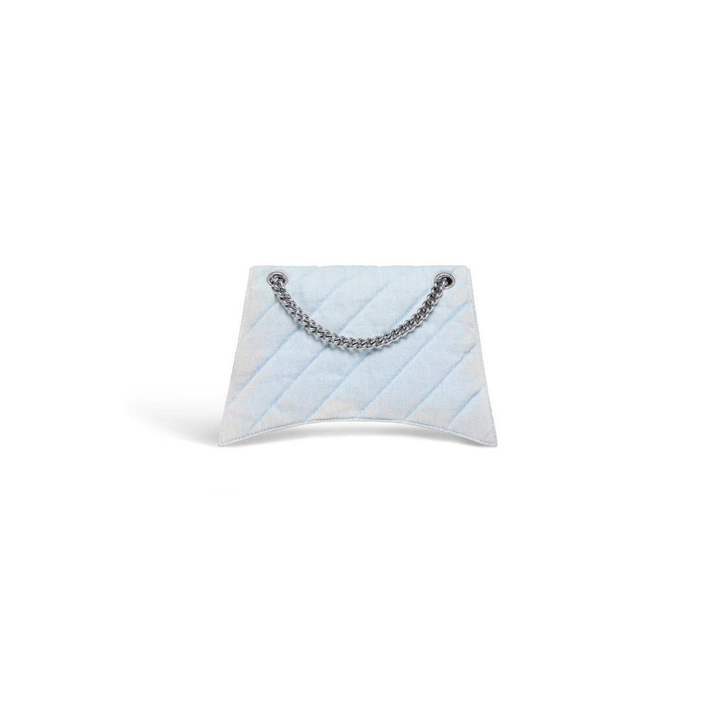 Balenciaga Women's Light Blue Quilted Denim Crush Chain Bag M