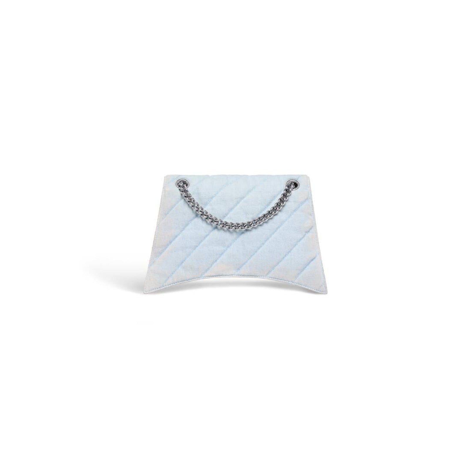 Balenciaga Women's Light Blue Quilted Denim Crush Chain Bag M