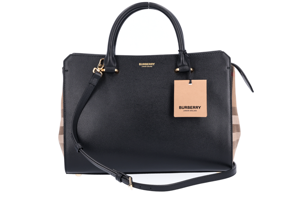 Burberry Banwell Small Leather Check Tote Bag