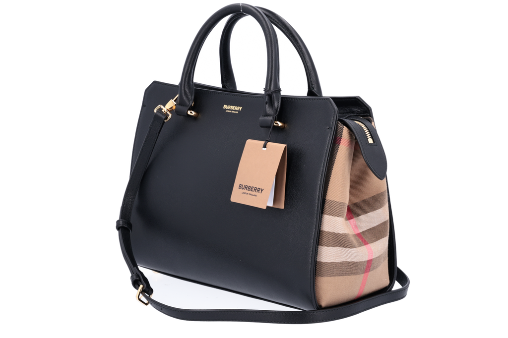 Burberry Banwell Small Leather Check Tote Bag