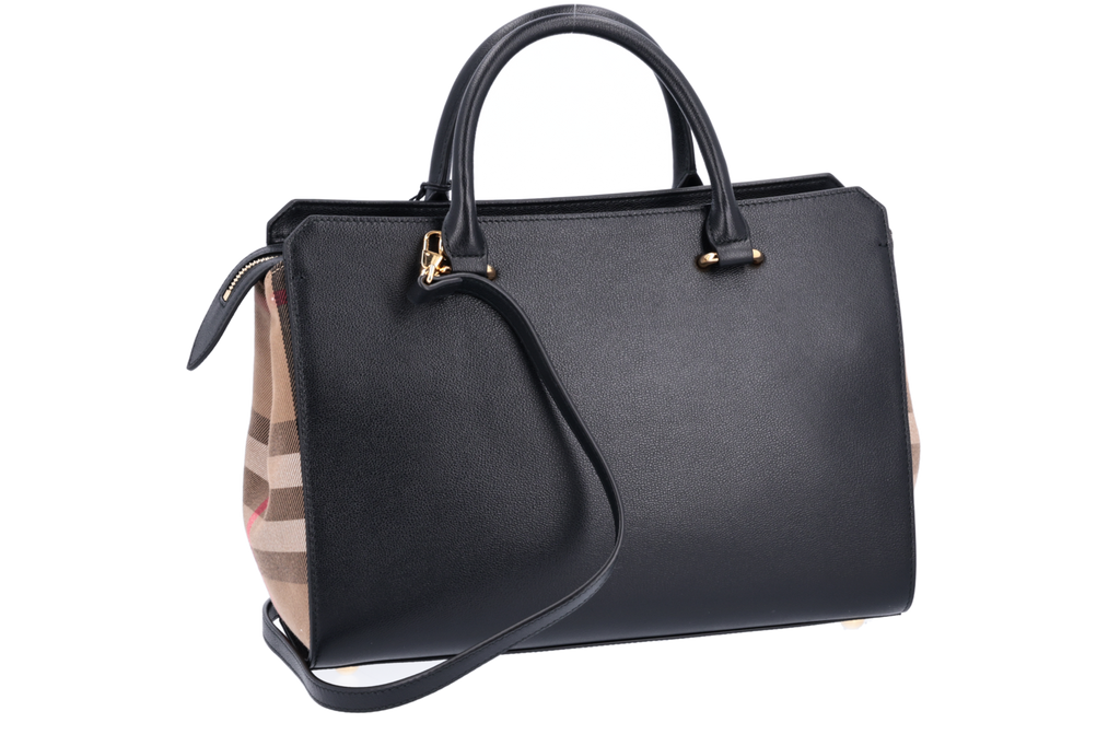 Burberry Banwell Small Leather Check Tote Bag