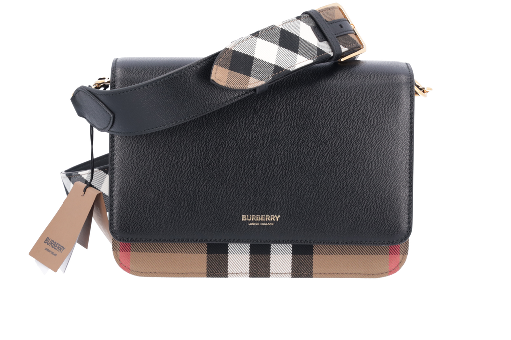 Burberry Mackford Leather Check Flap Crossbody Bag