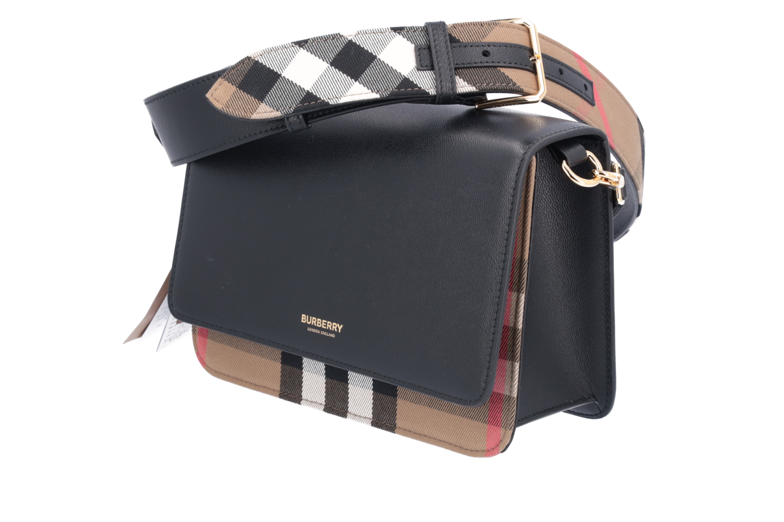 Burberry Mackford Leather Check Flap Crossbody Bag