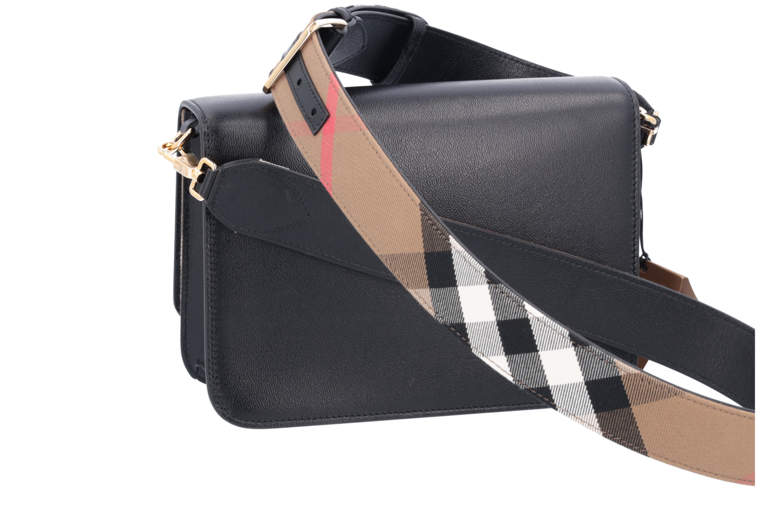 Burberry Mackford Leather Check Flap Crossbody Bag