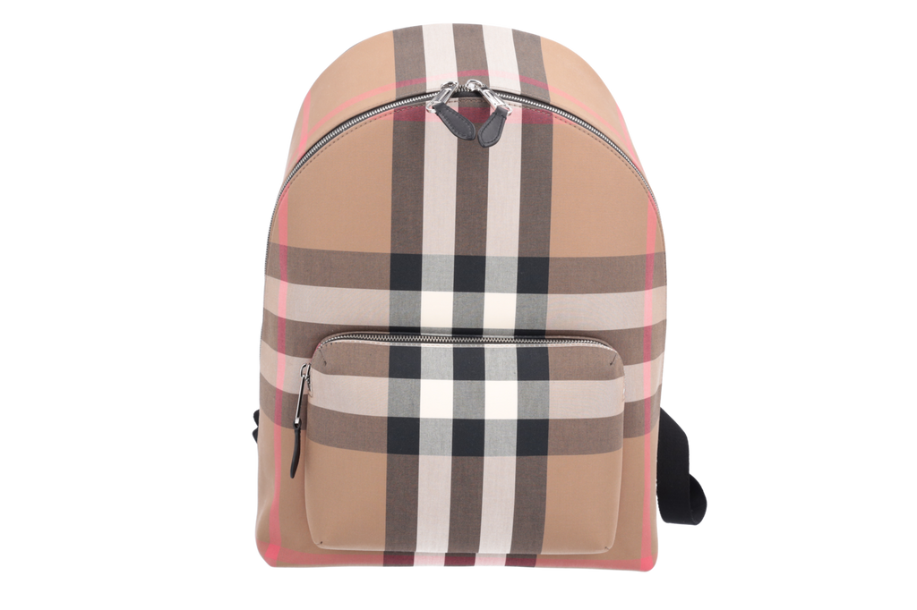 Burberry Jeff Taupe Check Canvas Backpack
