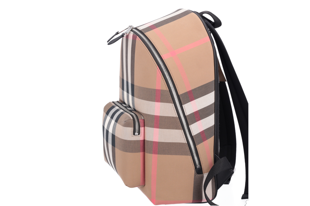 Burberry Jeff Taupe Check Canvas Backpack