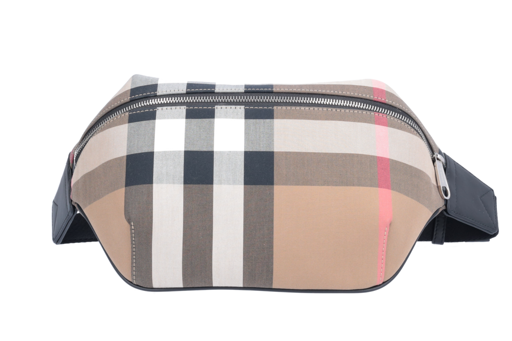 Burberry Sonny Taupe Check Zipped Belt Bag